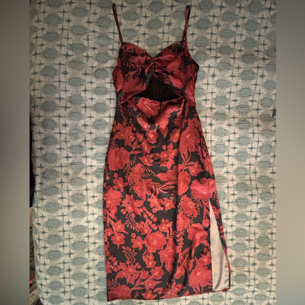 FORE Red and Black Floral Dress